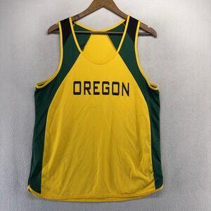 Oregon Ducks Track Field Jersey Men's Large Yellow Spellout Singlet USA made y2k